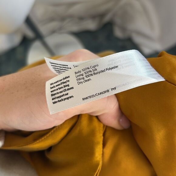 Eileen Fisher Mustard Silk Quilted Lining Jacket - Picture 5 of 5